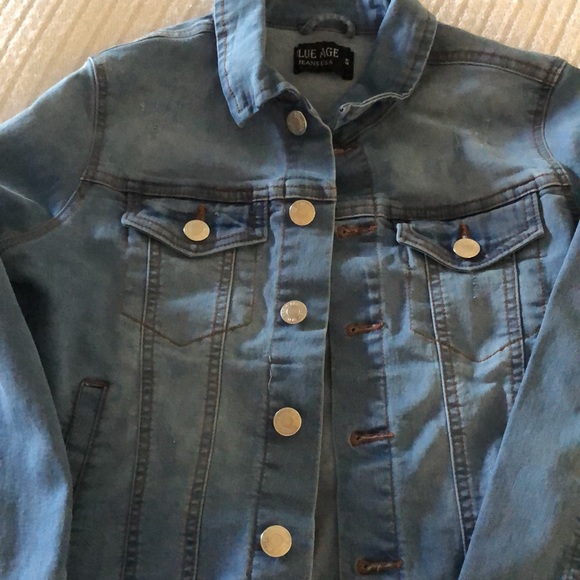 Women’s blue age button Jean stretchy jacket - Picture 8 of 16